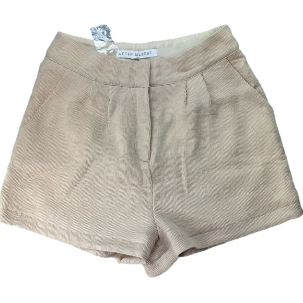 AFTER MARKET Women's size small cream lined ribbed high waisted trouser shorts - Picture 7 of 9